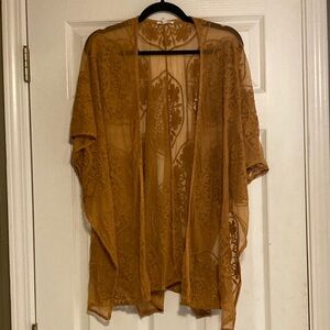 Maurices Warm Tan Lace Cardigan